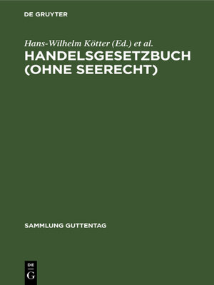 cover image of Handelsgesetzbuch (ohne Seerecht)